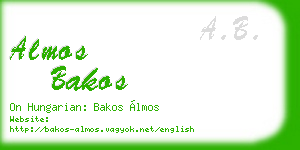almos bakos business card
